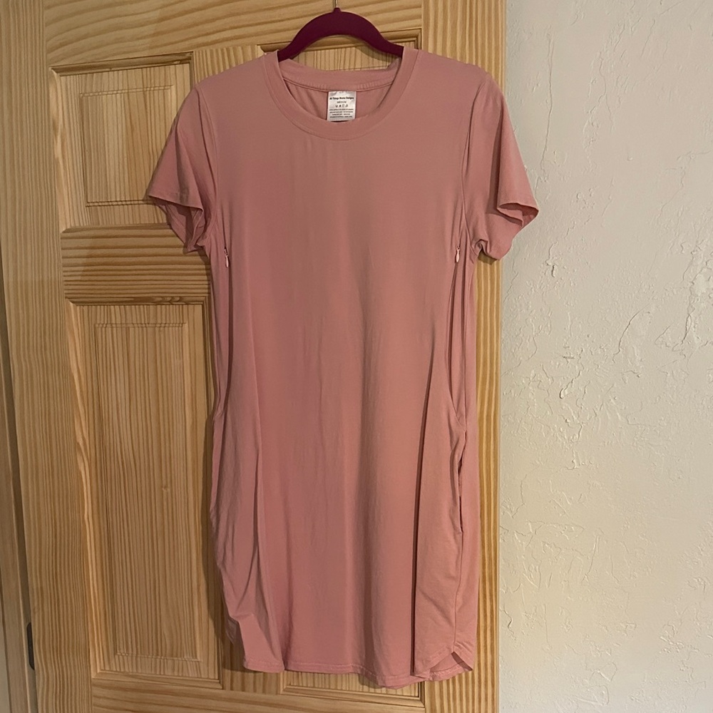 Casual Pink Nursing T-Shirt Dress